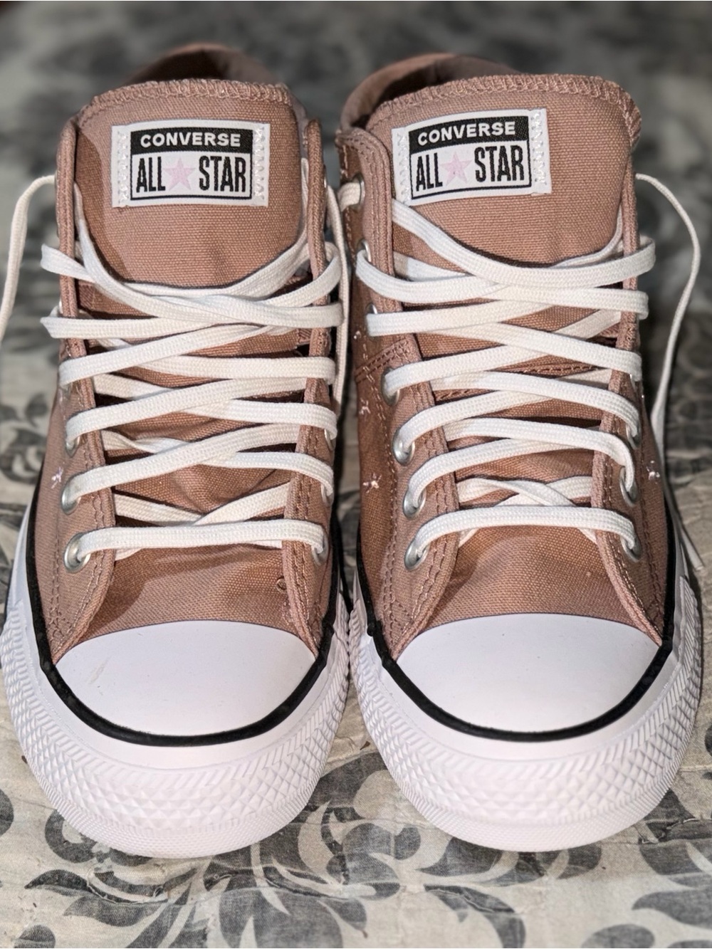 Converse Kids High-Top Sneakers in Dusty Pink and White